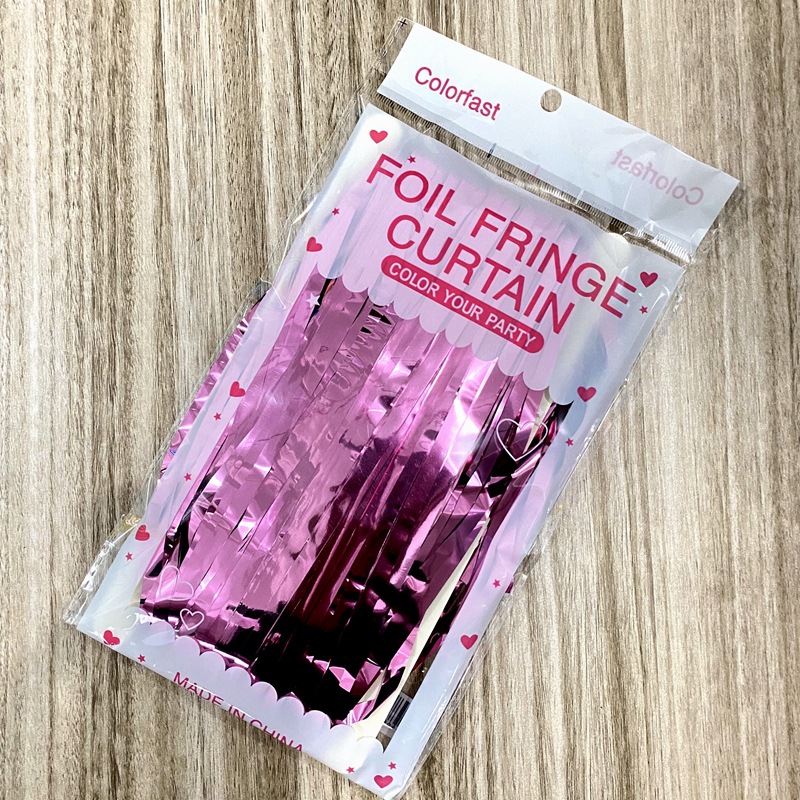 Cortina con flecos de papel de aluminio para fiestas de cumpleaños, accesorios para fotomatón, decoración de de revelación de género de boda, oropel metálico negro y rojo