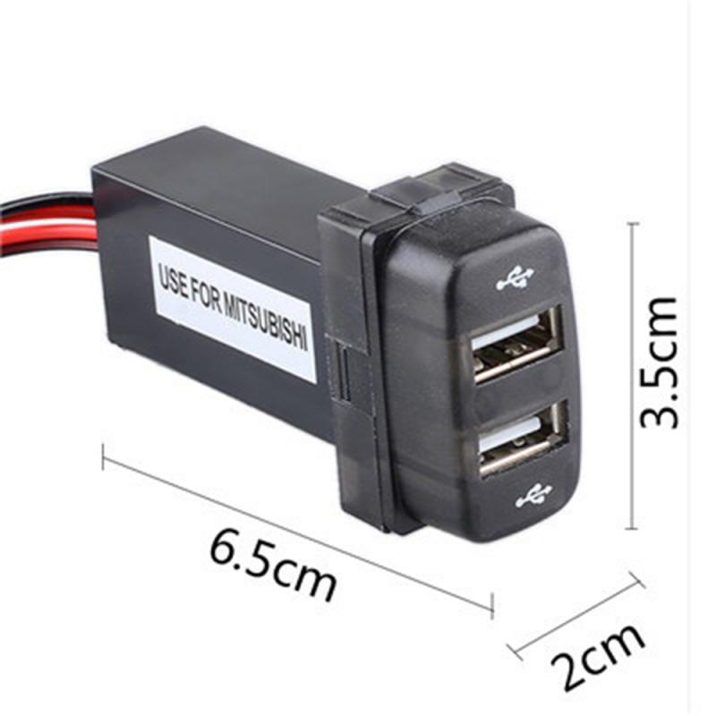 Dual USB Car Charger Power Adapter 2 Ports USB Interface Socket Car Modification Dashboard For Mitsubishi Pajero Lancer