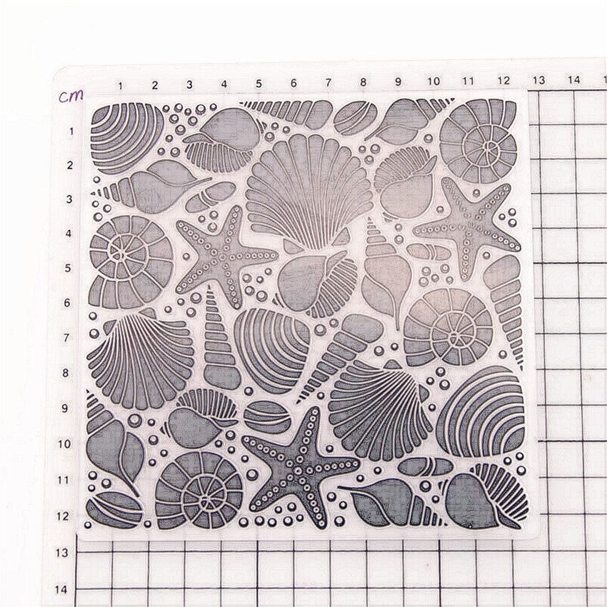 PANFELOU Easter Shell starfish Embossing folders Plastic For Scrapbooking DIY Template Fondant Cake Photo Album Card Making