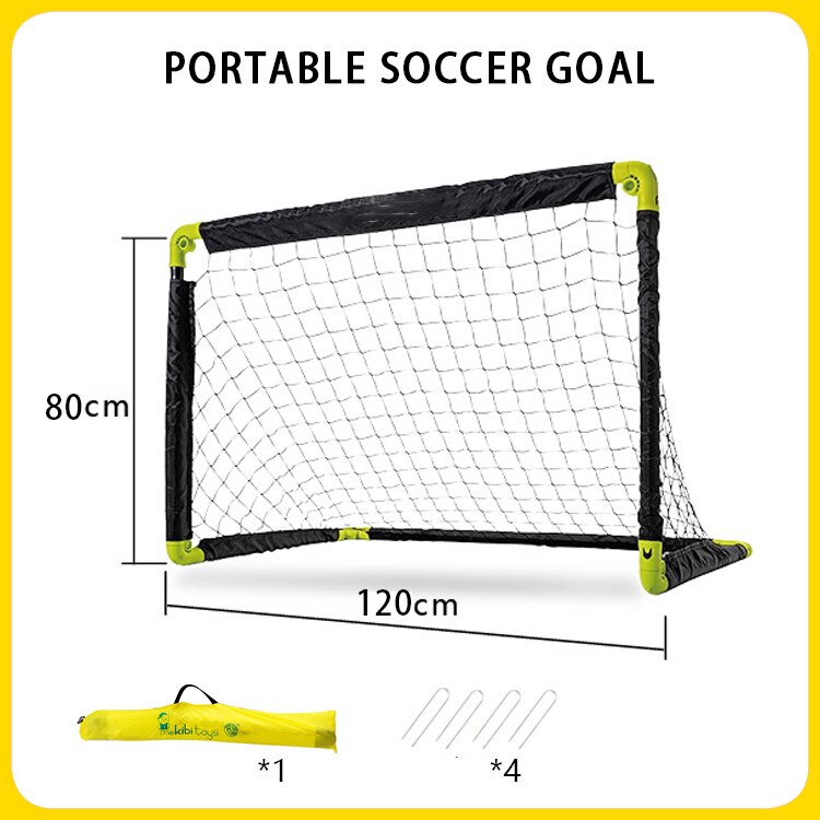 Portable Folding Youth Soccer Goal Children Sports Soccer Goal With Size 3/5 Soccer Ball No assembly required Game Football Gate: B Black Soccer Goal