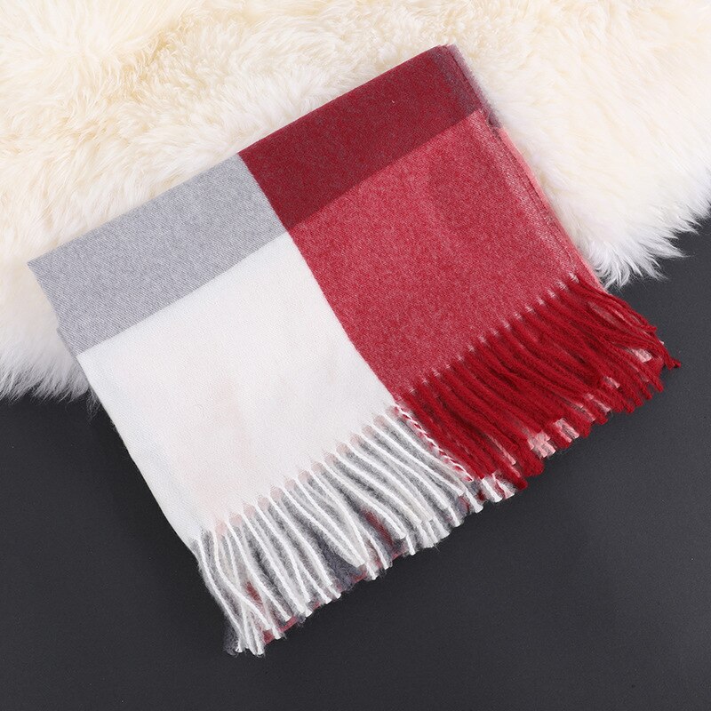 Strikk vinter skjerf til kvinner kashmirlignende pashmina sjal pakke inn geometrisk kvinnelig varmt teppe skjerf skumring stjal: Farge 8