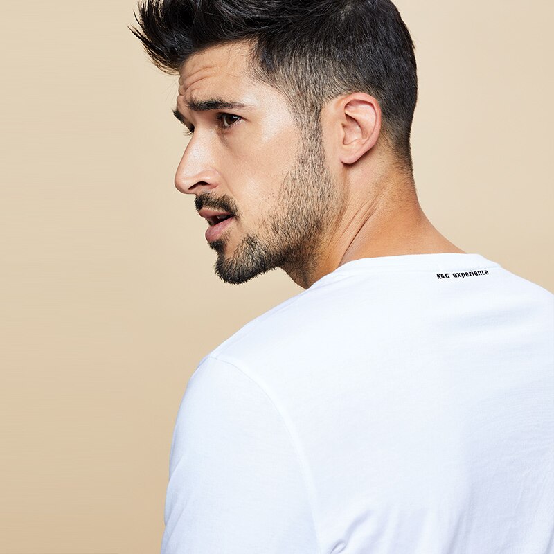 KUEGOU 100% baumwolle männer T-Shirt lange hülse herbst vertraglich stickerei übertragen unliniertes oberes kleid oben Plus größe ZT-496