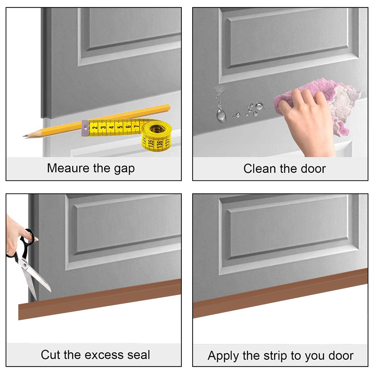 Tope de tiro de puerta de 39x2 pulgadas, barrido debajo de la puerta para puertas exteriores e interiores, pelado meteorológico, sello de puerta, bloqueador de ventana de garaje