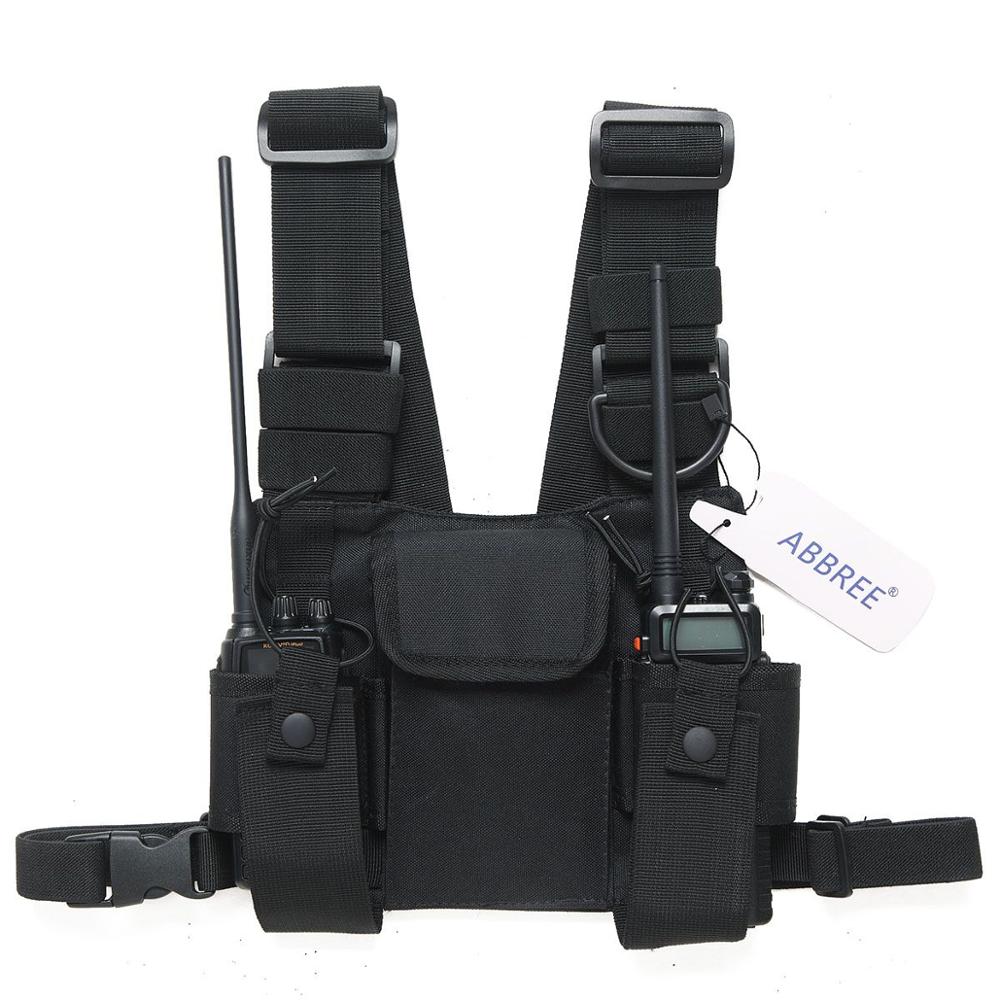 ABBREE-funda de transporte para Walkie talkie, arnés de pecho, bolsa de bolsillo, para Baofeng UV-5R, UV-82, UV-9R, TYT, TH-UV8000D, Yaesu: PT08 BLACK