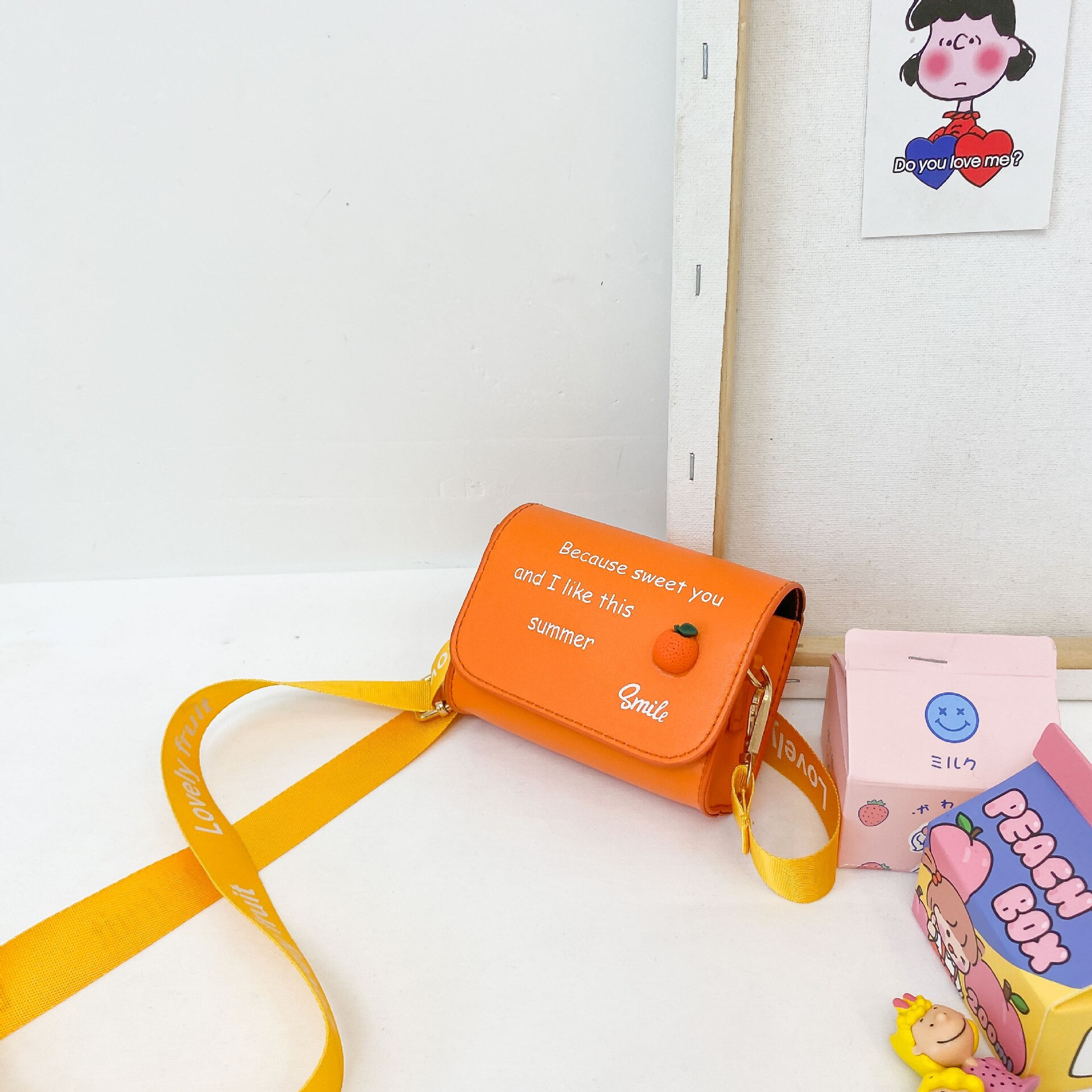 Leuke Baby Mini Handtas Leuk Meisje Fruit Crossbody Tassen Kawaii Kids Kleine Coin Wallet Bag Meisjes Veranderen portemonnee: orange