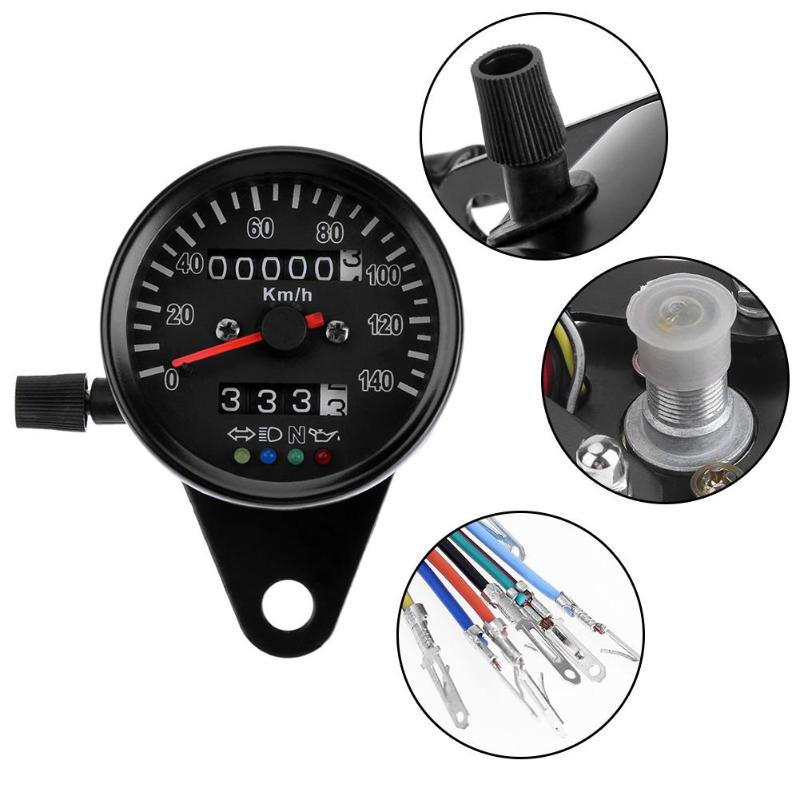 VODOOL Universal Retro Motorcycle Meter Dual Odometer KM/H Speedometer Tachometer Gauge LED Backlight Indicator Light Dial