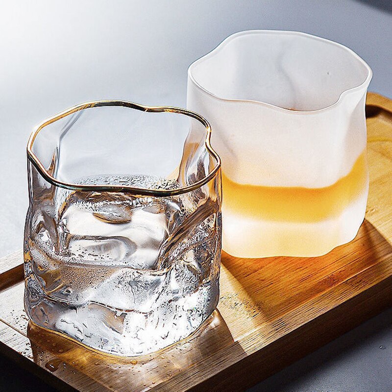 Irregular Glass Cup Twisted Transparent Wine Glasses Whiskey Water Juice Beer Cocktail Cup Bar Drinking Supplies