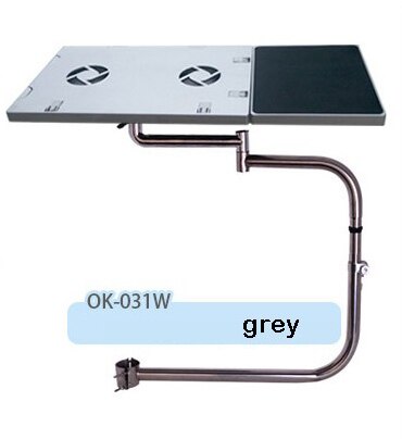 Bl  ok031 full bevegelse stol klemme tastaturholder bærbar skrivebord musematte bærbar stativ med vifte til komfortabelt kontor og søle: Grå