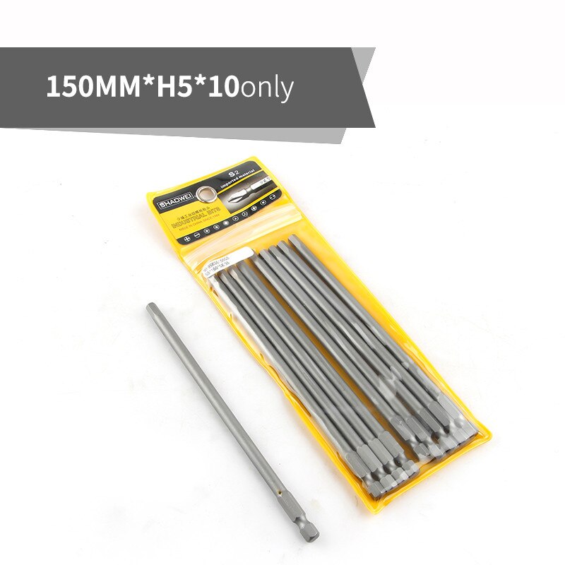 150mm Length Screwdriver Drill Bit Sets S2 Steel Screw Driver Bits Hex Magnetic 1/4"Hand Repair Kits Tools: 10pcs 150mmxH5