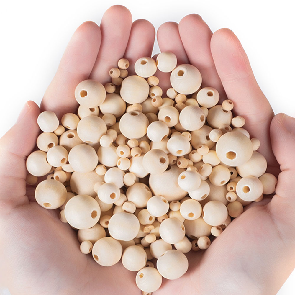 Cuentas de madera redondas, bolas de madera de 6/8/10/12/14/16/18/20/25/30/35 ~ 50mm para joyería DIY, pulsera colgante, decoración hecha a mano