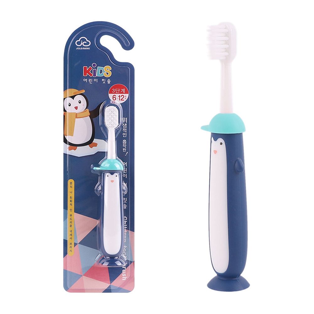 6-12 anni spazzolino rimovibile cartone animato pinguino capelli morbidi bambini spazzolino per bambini ventosa spazzolino inferiore