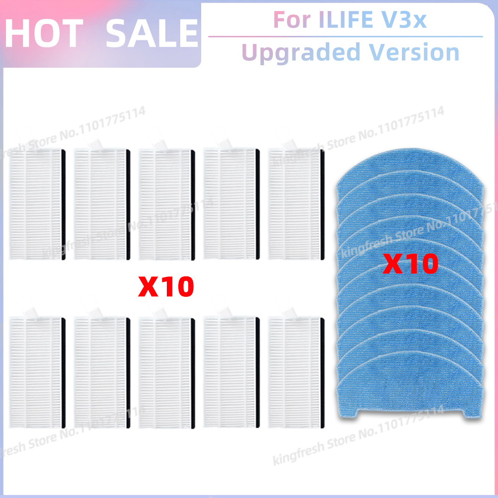 Fit For ILIFE V3x Robot Vacuum and Mop Replacement Parts Side Brush Hepa Filter Mop Cloth Accessories: Gold