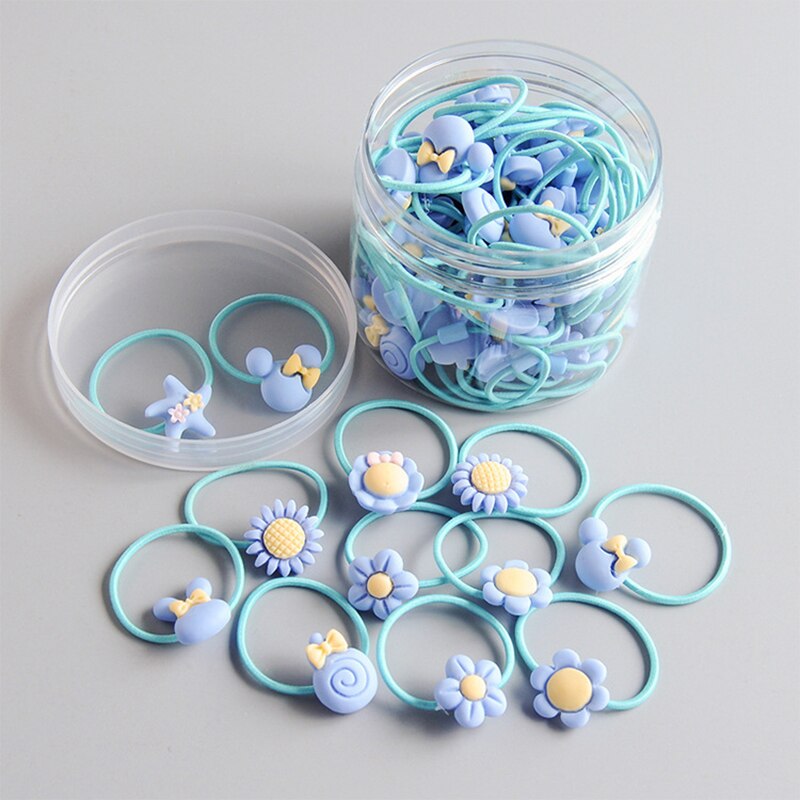 20/40 stuks kleurrijke elastische haarbanden voor meisjes, leuke haarelastiekjes voor kinderen, paardenstaarthouders, scrunchie en haaraccessoires.: Blauw 40