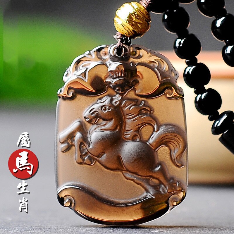 Natural Ice Obsidian 12 Chinese Zodiac Snake Pendant Boutique Jewelry Men's and Women's Necklace: 8