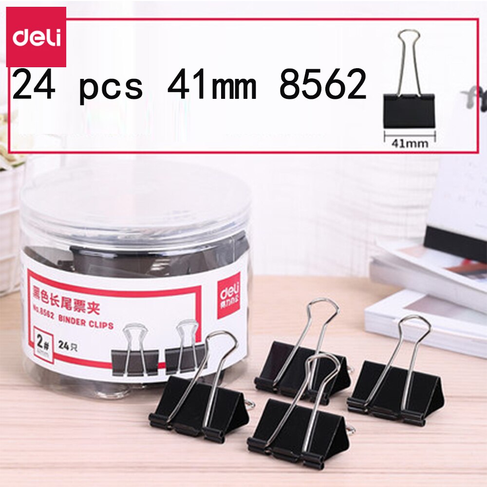 Deli Bindmiddelenklemmen Kantoorbenodigdheden Kleurrijke Metalen Bill Clip Kleine Zwaluwstaart Clip Opslag Multi-Standaard Diy Test Papier Ijzer clip: Black 41mm 24pcs