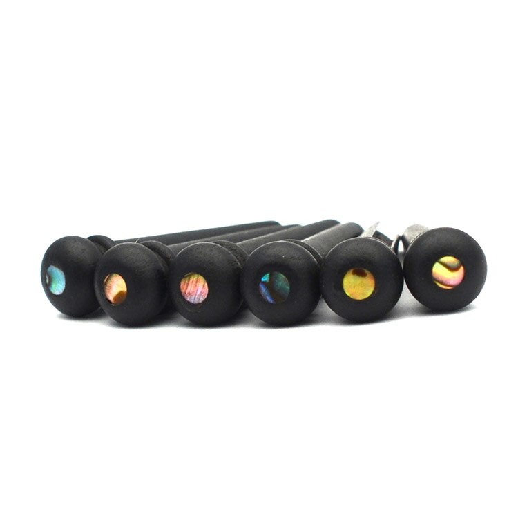 6 pcs ébène guitare acoustique fendue pont broche avec cercle en laiton Abalone Shell dots guitare pièces accessoires noir