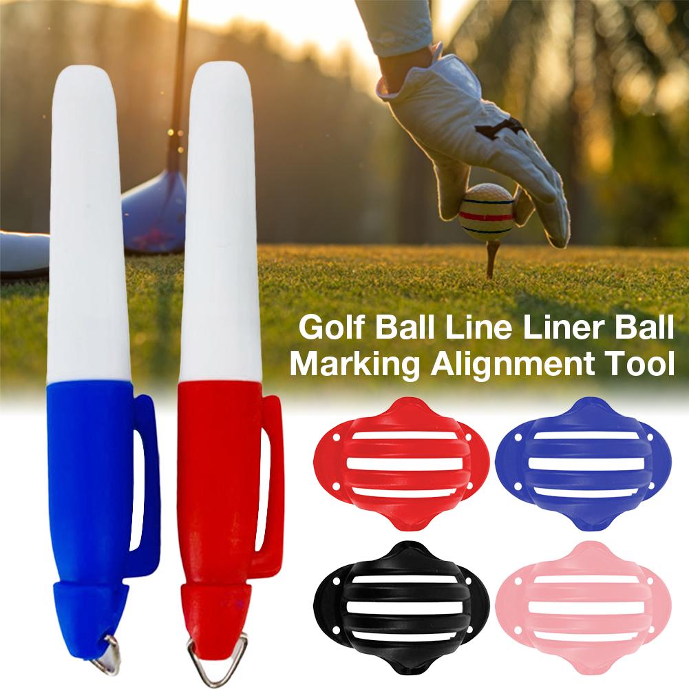 2 Stuks Rood Blauw Golfbal Liner Markers Pen Alignment Tool Liner Bal Markering Pen Tekening Levert