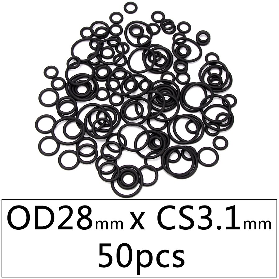 50 stück nbr-nitrilkautschuk-dichtungs-o-ringe, dichtungsersatz,  od 15mm-35mm cs 3.1mm schwarze unterlegscheiben  s86 diy-zubehör: Dq28 x 3.1 x 50