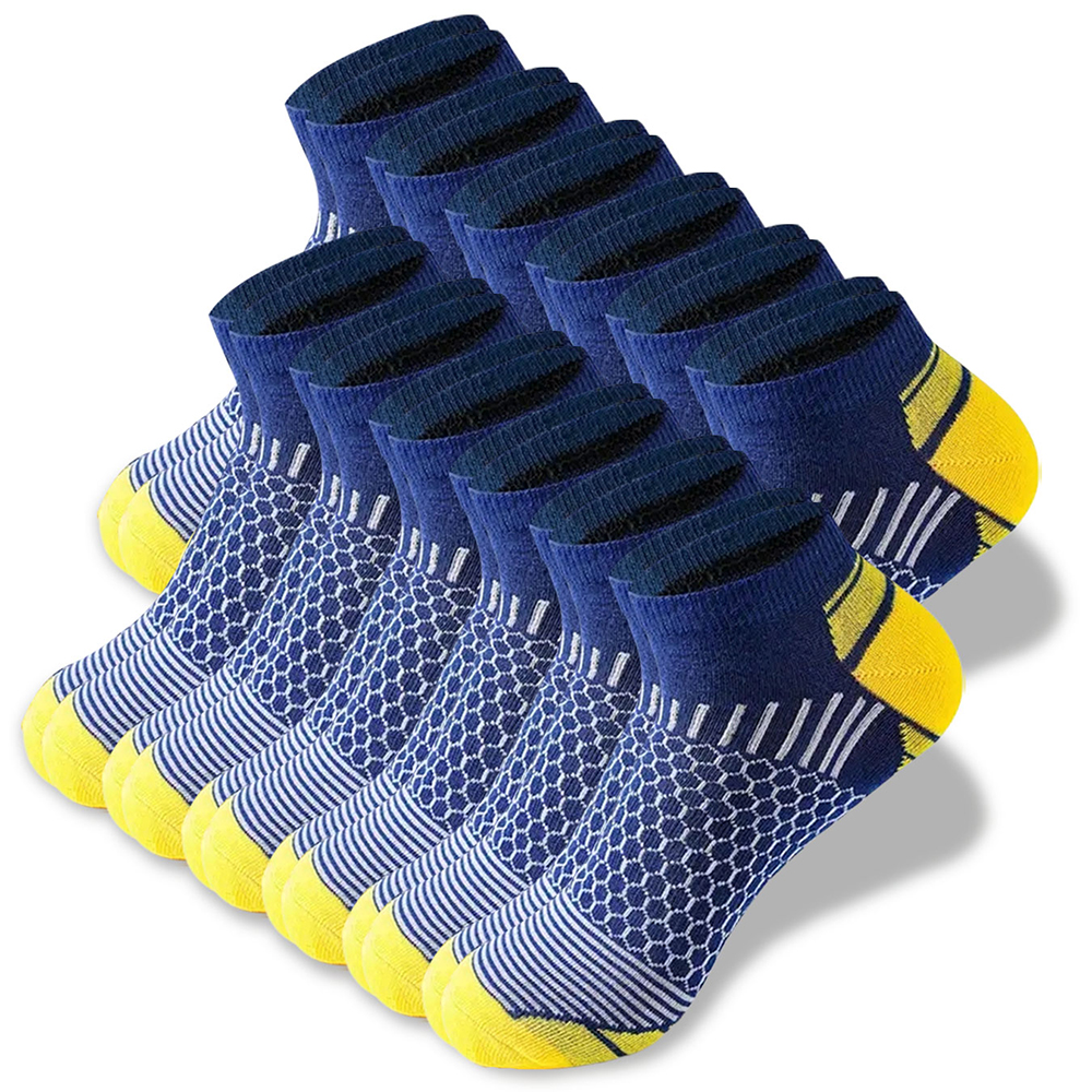 6/12 par fargerike herresokker med lavt badekar, komfortable høstsokker, klassiske svarte forretningssokker, høye, korte herresokker: Gylden