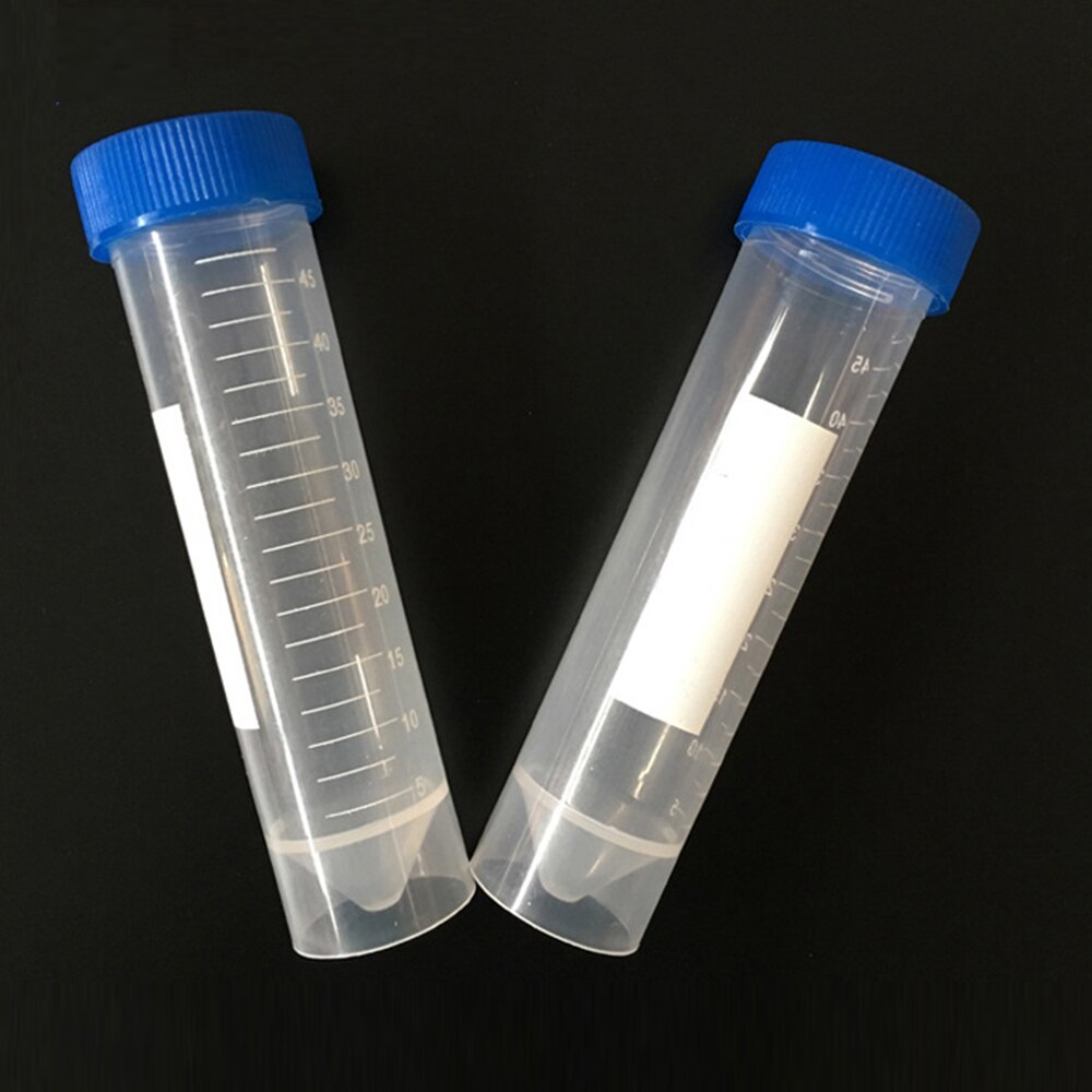 Tubo de ensayo de centrífuga de fondo plano con tapón de rosca de plástico, 10 Uds., 50ml, tubos centrífugos de pie libre, accesorios de laboratorio
