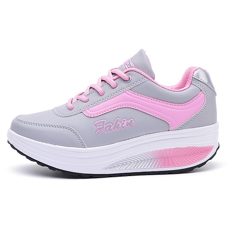 Women Fitness Slim Swing Sneakers Height Increasing Toning Shoes Ladies Lace Up Breathable Single Sneakers #B2127