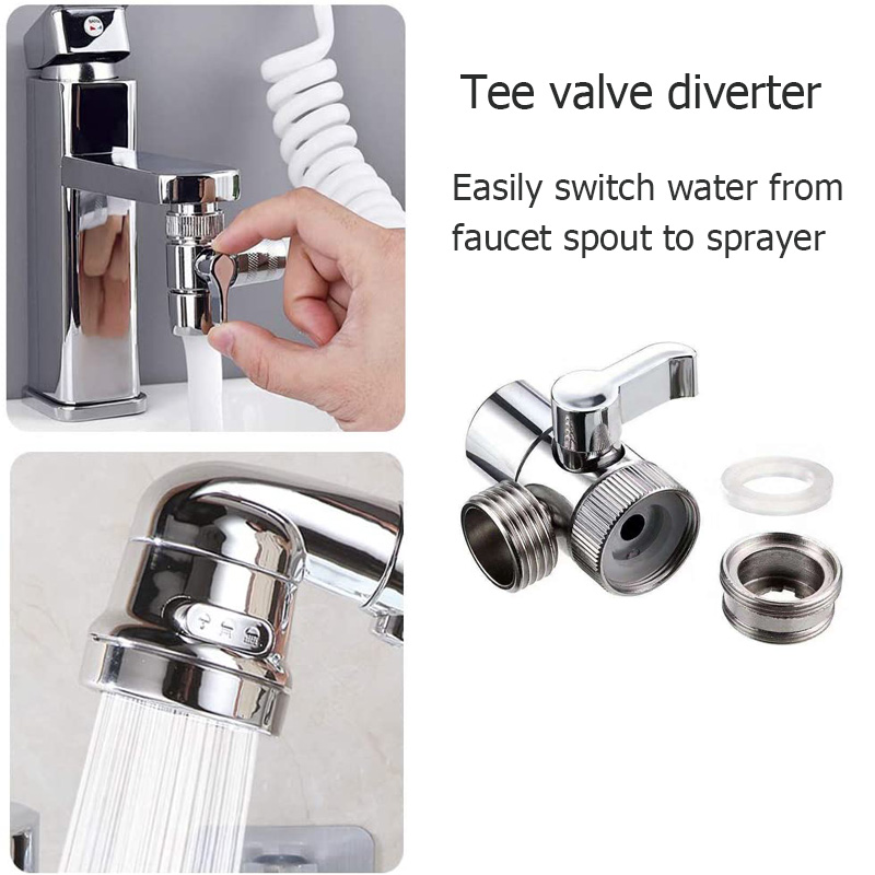 Kitchen Faucet Extender Bathroom Basin Tap Aerator with Diverter Valve 3 Modes Shower Head Faucet Attachment External Shower Set
