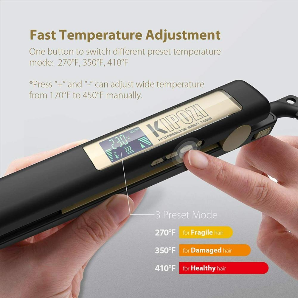 KIPOZI-alisador de pelo de titanio, plancha plana con pantalla Digital LCD, peine, rizador de pelo, cuidado de belleza