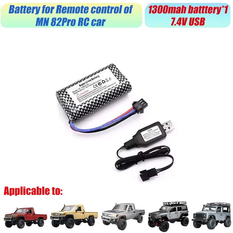 Rc accessories battery charger  mn82 3000 7,4 v large capacity lithium battery accessories  mn82s mn82 per  mn99s mn168 mn128 mn78: Black