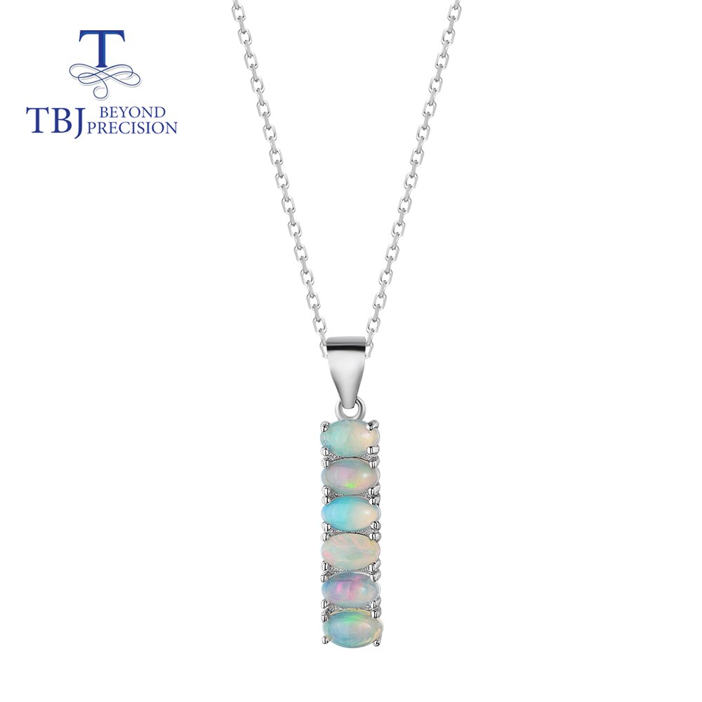 925 sterling silver with natural opal pendant necklace long pendant with 2ct natural gemstones fine jewelry for women daily wear