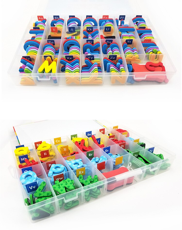 Magnetiske bogstaver 208 stk store bogstaver skum alfabet abc magneter til køleskab køleskab pædagogisk stavning læringslegetøj