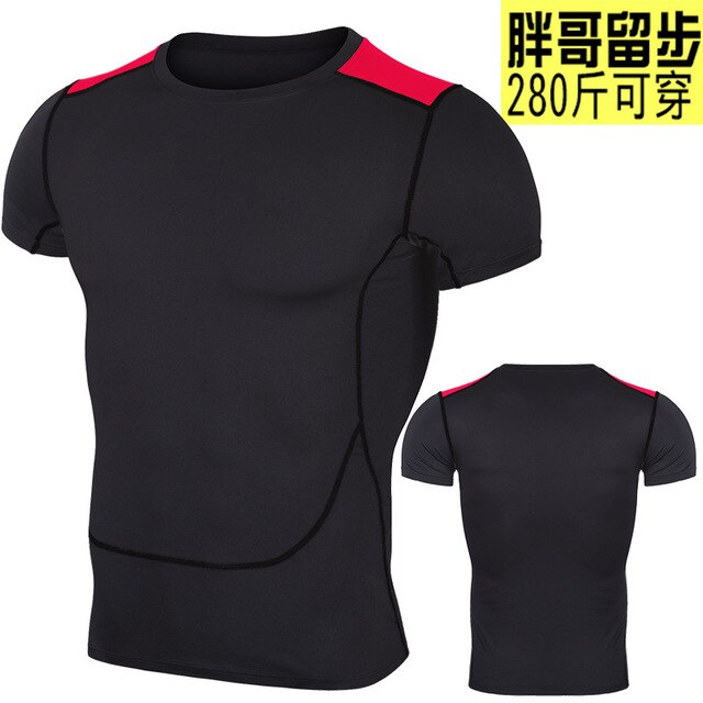 5XL/6XL schnell trocken Kompression Shirt Herren Sport Atmungsaktive Kurzarm Lauf T-Shirt elastisch Fitnessstudio Fitness oben T Plus größe: Schwarz rot / asiatisch Größe 5XL