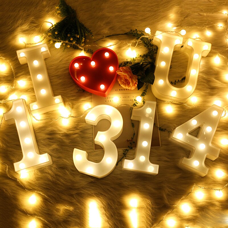 3D Weiß Alphabet LED knapp Licht Romantische Hochzeit Stehen Buchstaben Lampe Lichter Licht hoch Weiß Kunststoff Valentinstag Liebe QW224