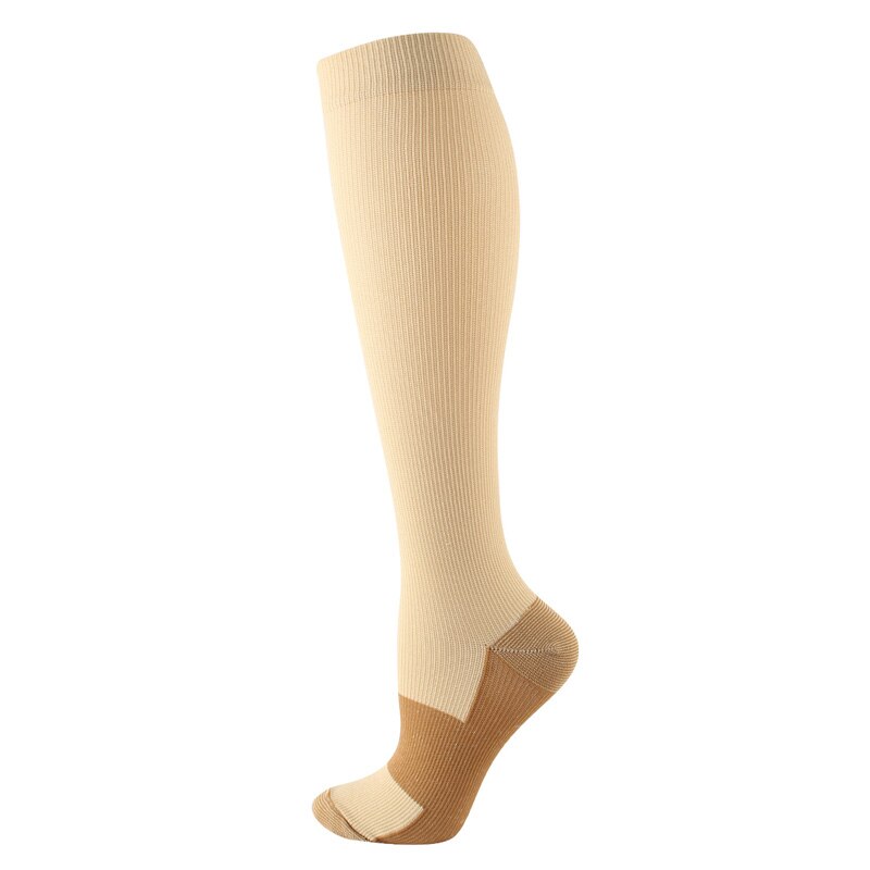 Medias de compresión para hombre y mujer, calcetines adelgazantes para la circulación sanguínea, antifatiga, cómodos, de viaje, Color sólido: khaki1 / men