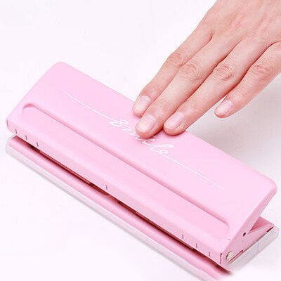 Punzón de papel estándar de 6 agujeros, grapadora ajustable, suministros de encuadernación para el hogar y la oficina, equipo de papelería para estudiantes: Rosa