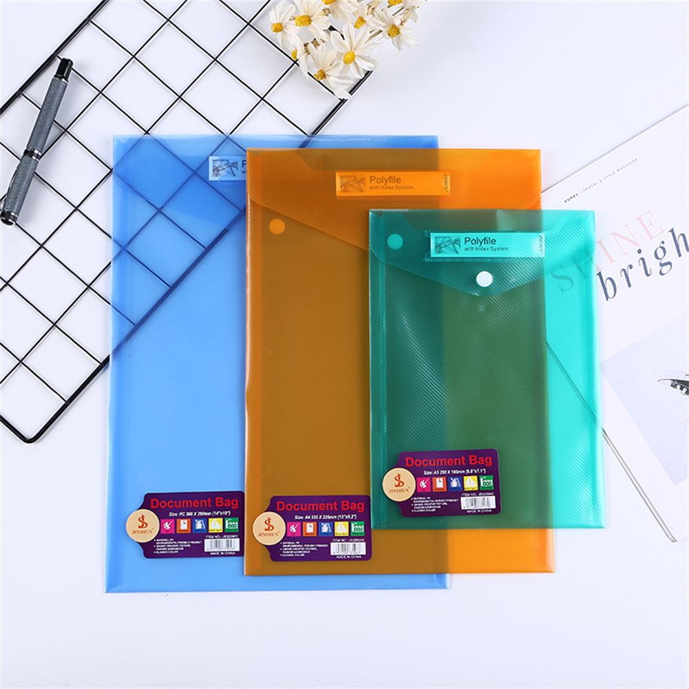 6 Pack Poly Envelopes File Folder With Label Pocket Clear A4 Transparent Document Organizer Snap Closure Expandable File Pouch: 6pcs-A4-1-Mix