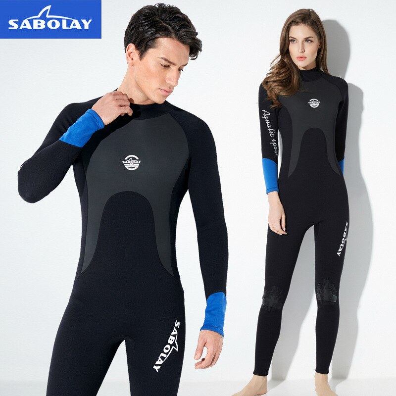 Sabolay mænd kvinders våddragt skind i ét stykke langærmet 2mm neopren varm anti uv dykkerdragt til elskere snorkling surf tøj