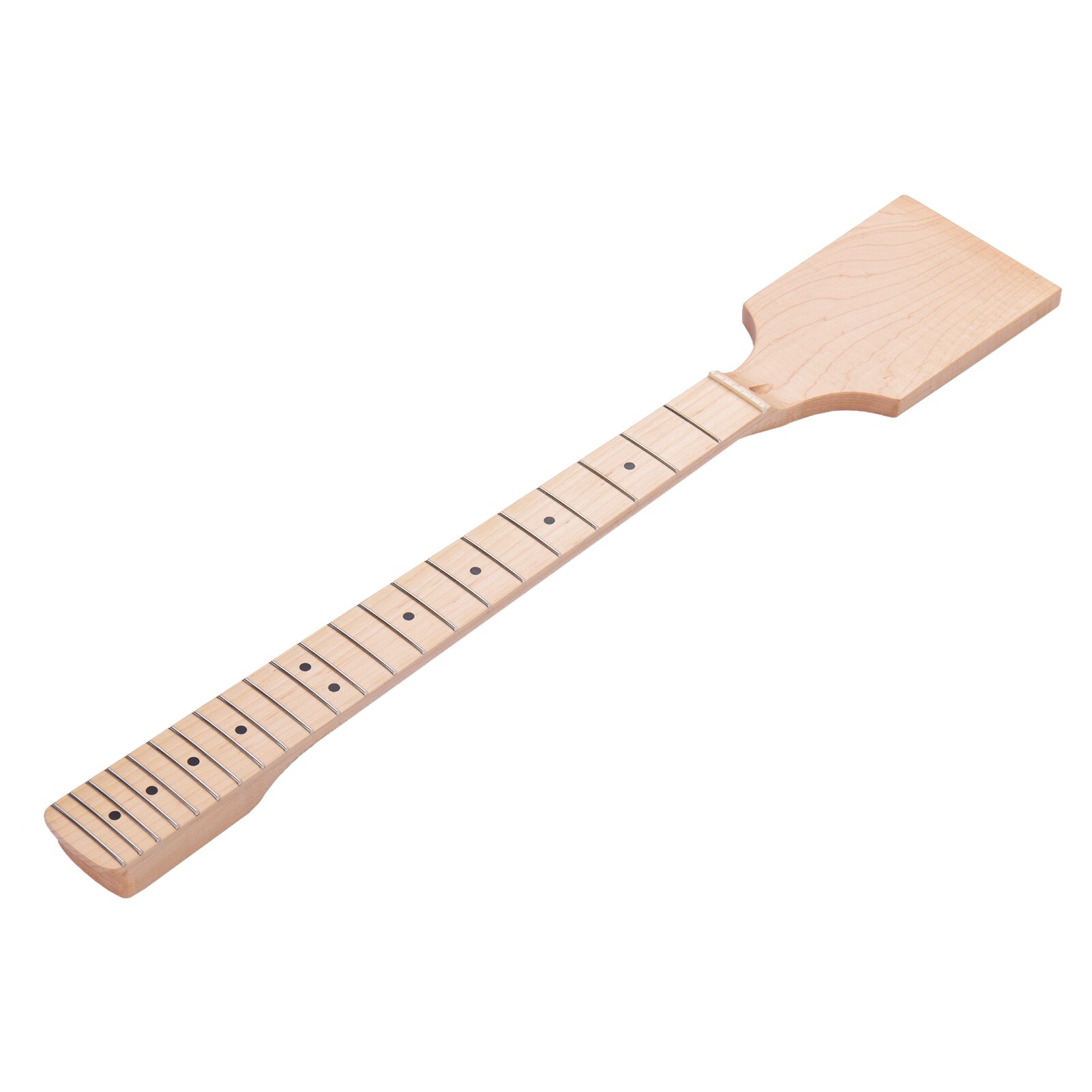 Universal Unfinished Electric Guitar Neck Maple Wood 22 Frets Fingerboard with Black Dots Inlay Replacement for Electric Guitar