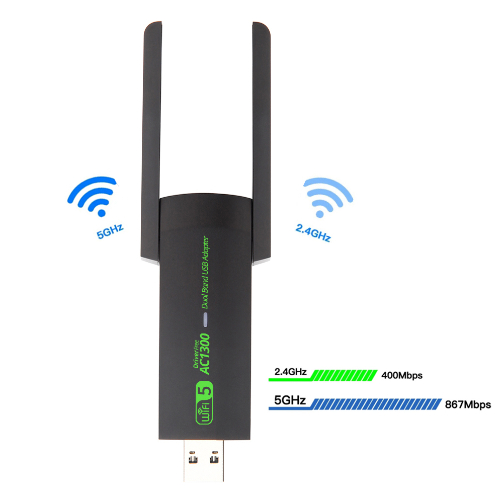 Dual Band 2,4G/5GHz USB Netzwerk Karte USB 3,0 WiFi Adapter 1300Mbps High-Speed Wireless empfänger Für Laptop PC Zubehör