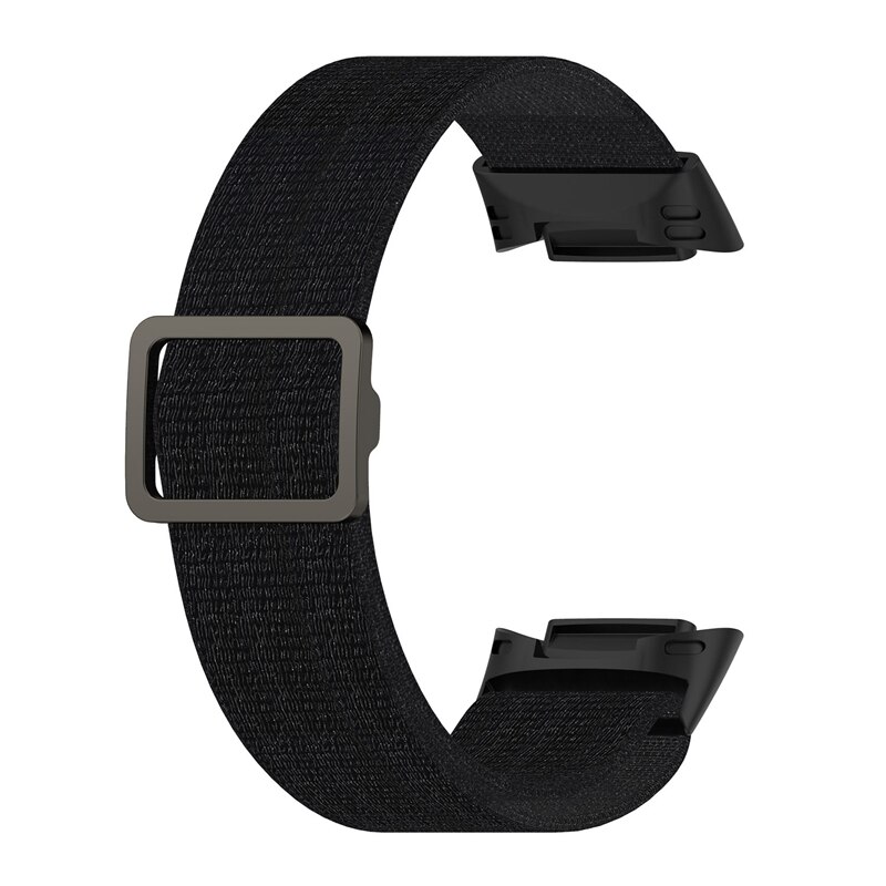 Nylon Horloge Band Voor Fitbit Lading 5 Band Zacht Ademend Sport Armband Loop Polsbandjes Voor Fitbit Lading 5 Vervanging Riem: Black
