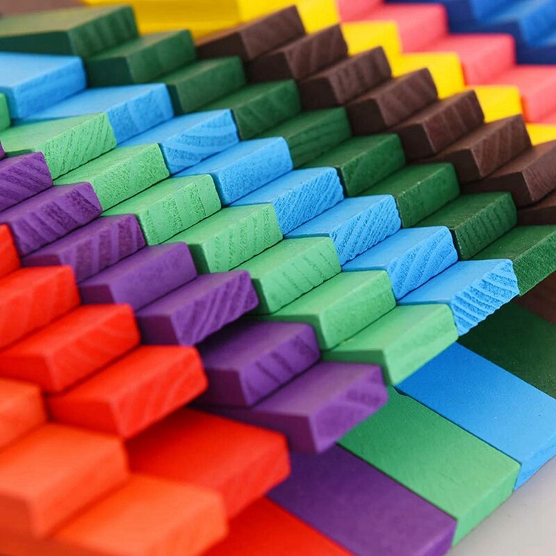 Juego de bloques de dominó de colores para niños, juguetes educativos, juego de dominó de madera,
