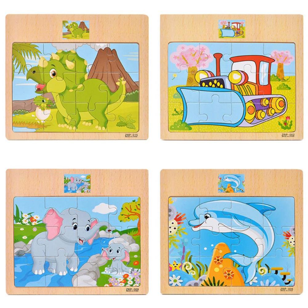 15x17cm Formato Animali di Legno E Auto Puzzl Puzzle Bordo di Giocattoli Per Bambini di Educazione Precoce Interessante Puzzle Di Legno Del Giocattolo