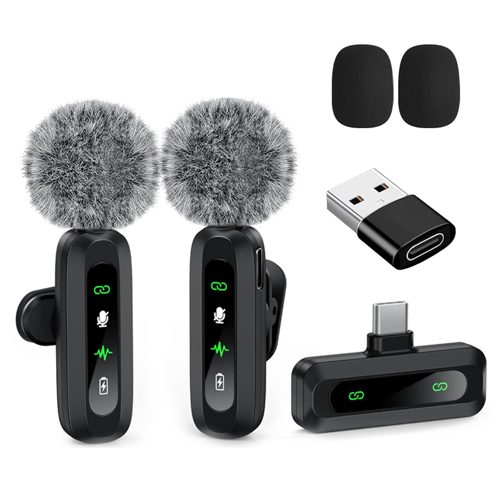 Microfono lavalier wireless per iphone, ipad, android, laptop, trasmissione in diretta, gioco, intervista, registrazione vlog, mini microfono: Grigio