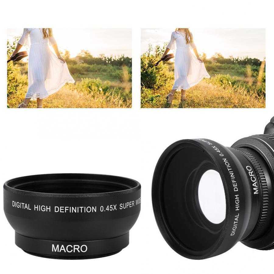 0.45X 49mm Magnification High Definition Wide Angle Lens With Macro for 49mm Mount Camera Lens Accessory