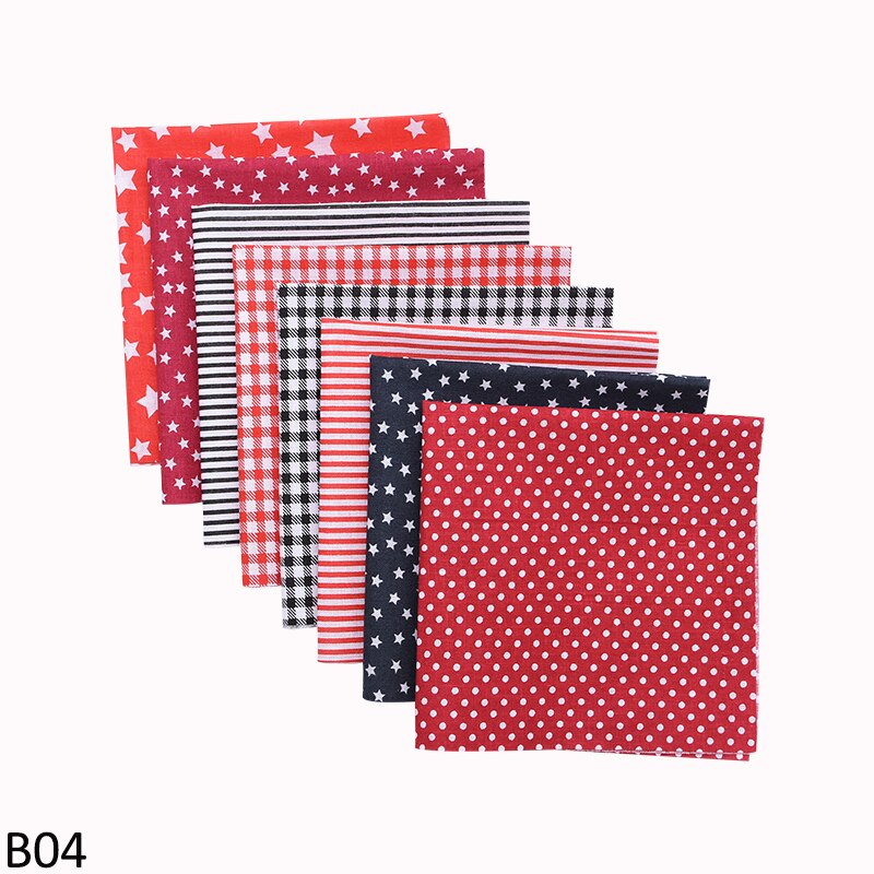 8Pcs/set 25*25cm Mixed Style Floral Print Handmade Fabric Patchwork Fabric Cotton For DIY Sewing Craft Sewing Quilting Fabrics: B04 red