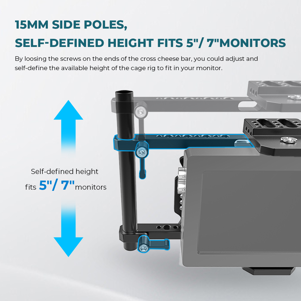 Kayulin Director's Monitor 7" & 5" Cage Rig With Battery plate & Dual Carbon Fiber Handgrip for Universal Camera Monitors