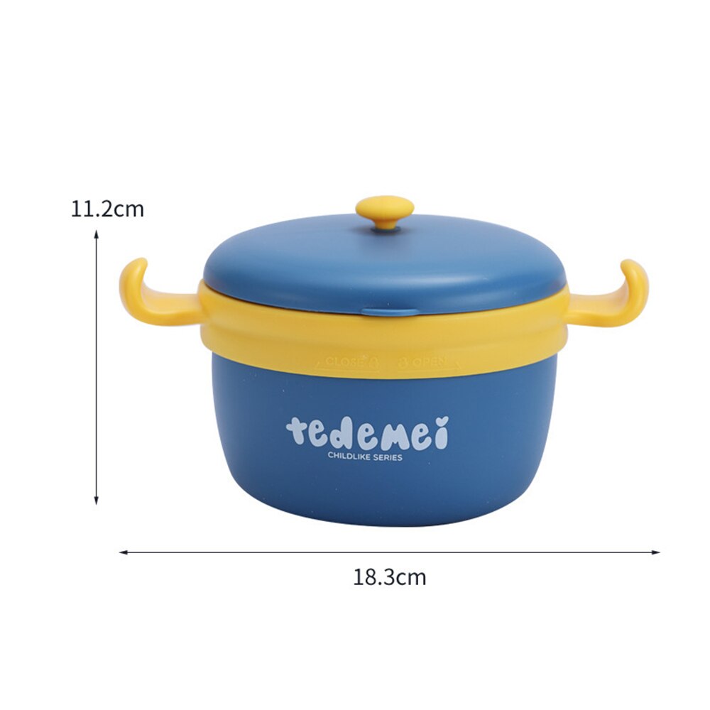 Baby Veilig Dineren Plaat Kinderen Gerechten Training Servies Kids Feeding Bowls 304 Roestvrij Staal Thermische Lunchbox Melk Cup: Blue Bowl