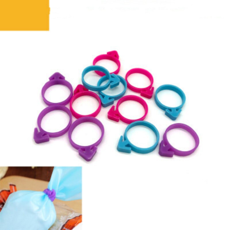1/10 stykker silikone ispose binder faste ringe diy genanvendelig rør dekorationspose gummibånd surring ingen lækage wienerbrød værktøj