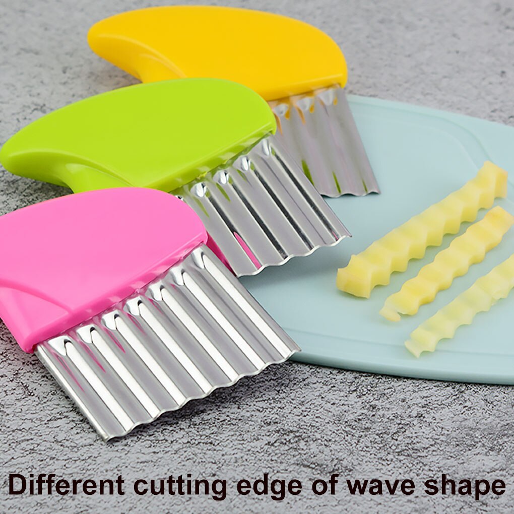 Stainless Steel Potato Chip Slicer Dough Vegetable Fruit Crinkle Wavy Slicer Knife Potato Cutter Chopper French Fry Maker 1/4pcs