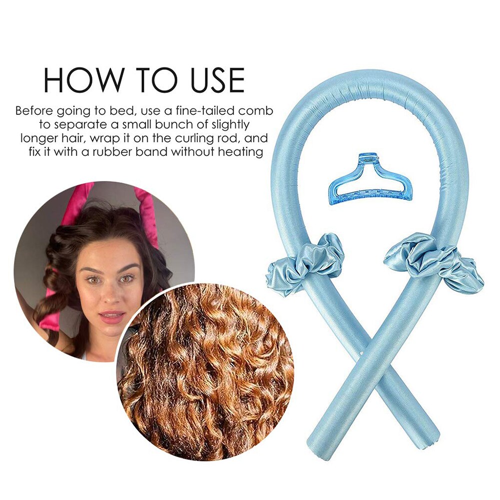Heatless Hair Curlers For Long Hair To Sleep In Overnight No Heat Silk Curls Headband Ribbon and Flexi Rods for Hair Accessories