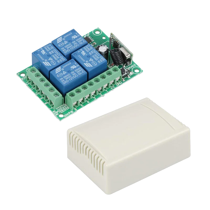 Germa Universele Draadloze Afstandsbediening Schakelaar Dc 12V 4CH Relais Ontvanger Module Met 4 Kanaals Rf Afstandsbediening 433 Mhz zender: Black